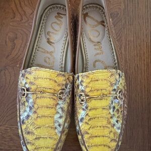 Sam Edelman Yellow Snakeskin Flats